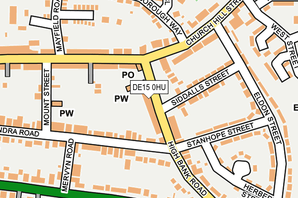 DE15 0HU map - OS OpenMap – Local (Ordnance Survey)