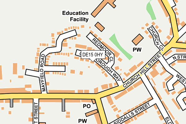 DE15 0HY map - OS OpenMap – Local (Ordnance Survey)