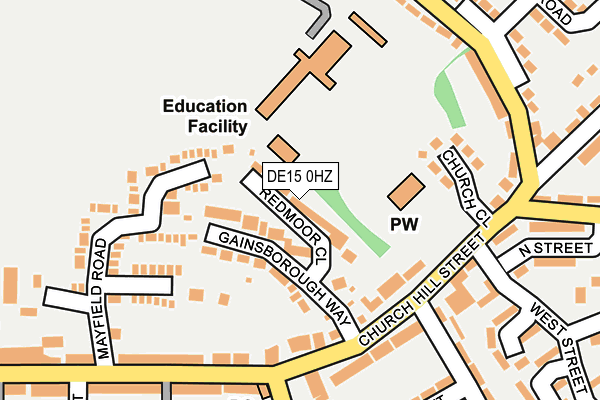 DE15 0HZ map - OS OpenMap – Local (Ordnance Survey)