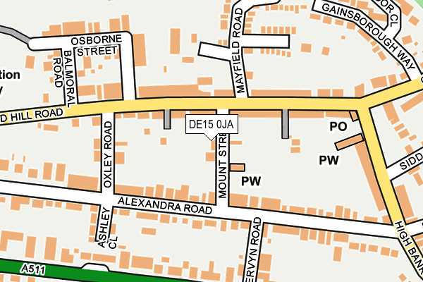 DE15 0JA map - OS OpenMap – Local (Ordnance Survey)