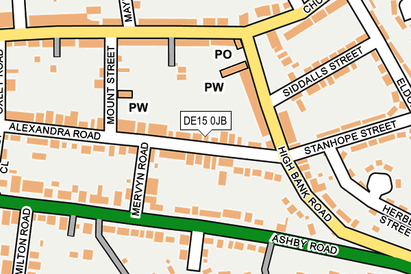 DE15 0JB map - OS OpenMap – Local (Ordnance Survey)