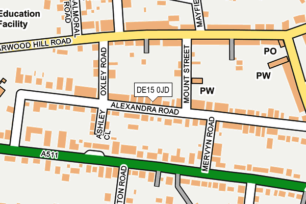 DE15 0JD map - OS OpenMap – Local (Ordnance Survey)