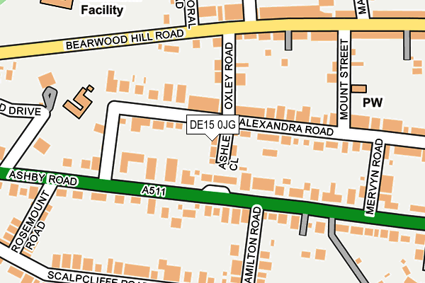 DE15 0JG map - OS OpenMap – Local (Ordnance Survey)