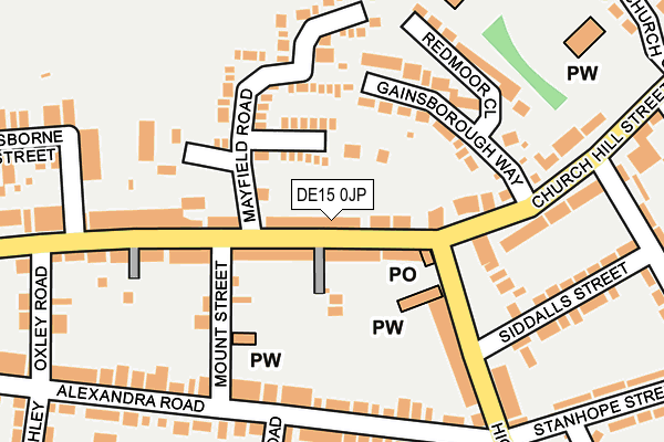 DE15 0JP map - OS OpenMap – Local (Ordnance Survey)