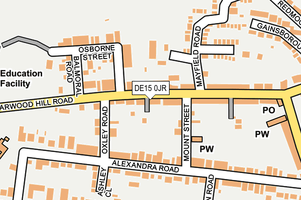 DE15 0JR map - OS OpenMap – Local (Ordnance Survey)