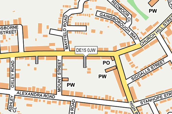 DE15 0JW map - OS OpenMap – Local (Ordnance Survey)