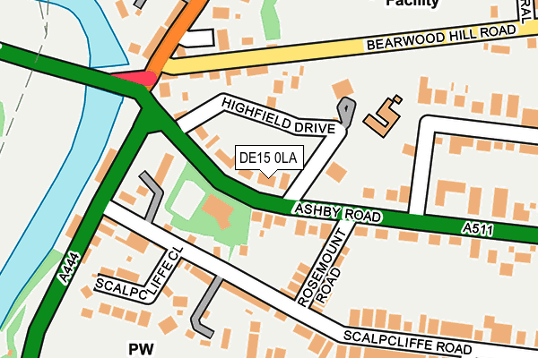 DE15 0LA map - OS OpenMap – Local (Ordnance Survey)