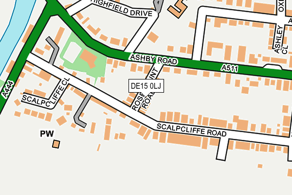 DE15 0LJ map - OS OpenMap – Local (Ordnance Survey)