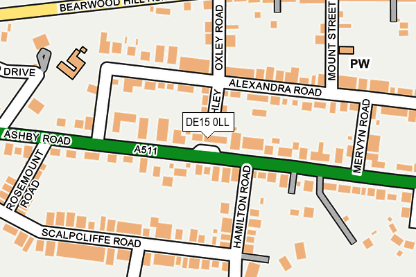 DE15 0LL map - OS OpenMap – Local (Ordnance Survey)