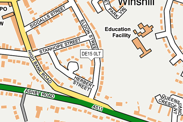 DE15 0LT map - OS OpenMap – Local (Ordnance Survey)