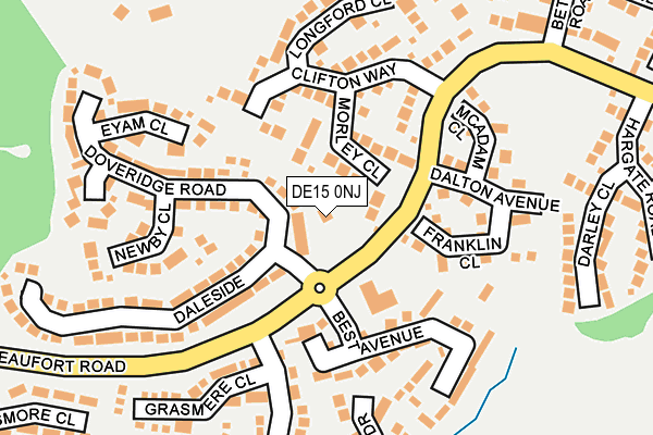 DE15 0NJ map - OS OpenMap – Local (Ordnance Survey)