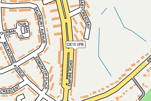 DE15 0PB map - OS OpenMap – Local (Ordnance Survey)