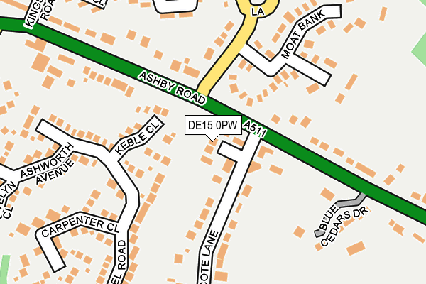 DE15 0PW map - OS OpenMap – Local (Ordnance Survey)