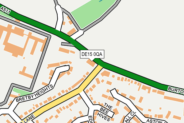 DE15 0QA map - OS OpenMap – Local (Ordnance Survey)