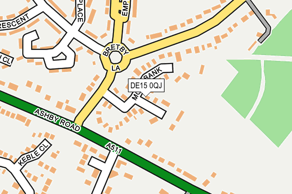 DE15 0QJ map - OS OpenMap – Local (Ordnance Survey)