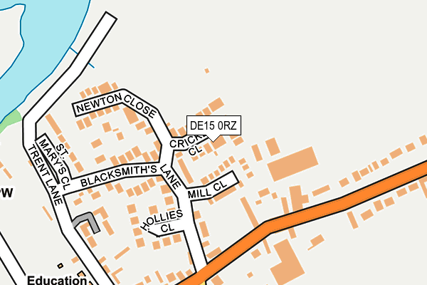 DE15 0RZ map - OS OpenMap – Local (Ordnance Survey)