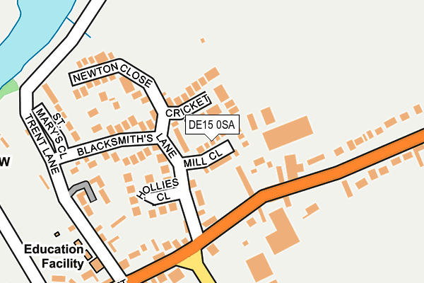 DE15 0SA map - OS OpenMap – Local (Ordnance Survey)