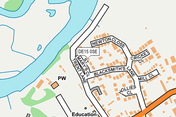 DE15 0SE map - OS OpenMap – Local (Ordnance Survey)