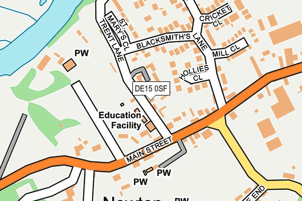 DE15 0SF map - OS OpenMap – Local (Ordnance Survey)