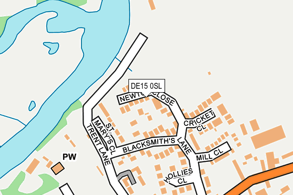 DE15 0SL map - OS OpenMap – Local (Ordnance Survey)