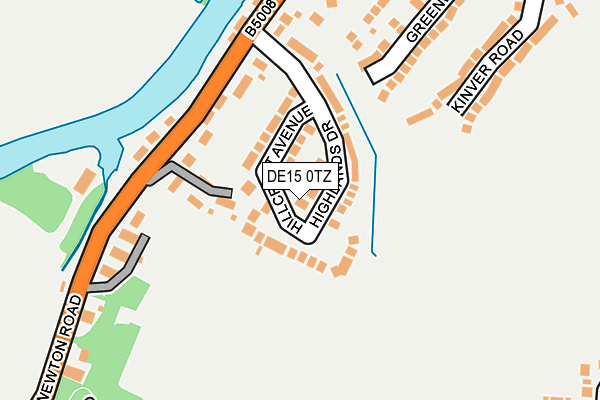 DE15 0TZ map - OS OpenMap – Local (Ordnance Survey)