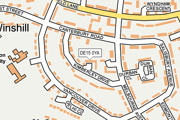 DE15 0YA map - OS OpenMap – Local (Ordnance Survey)