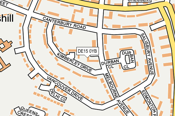 DE15 0YB map - OS OpenMap – Local (Ordnance Survey)
