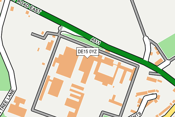 DE15 0YZ map - OS OpenMap – Local (Ordnance Survey)