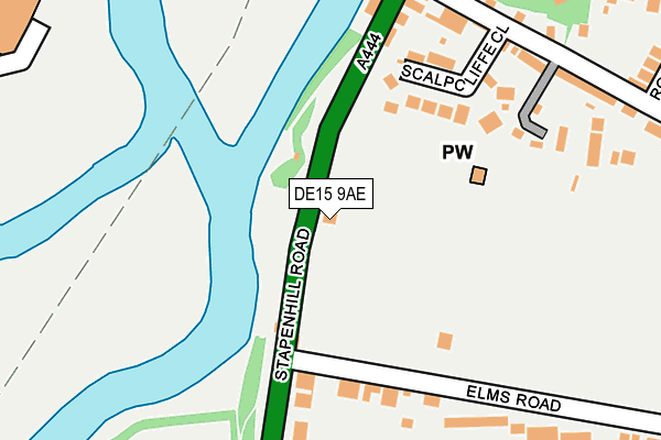 DE15 9AE map - OS OpenMap – Local (Ordnance Survey)