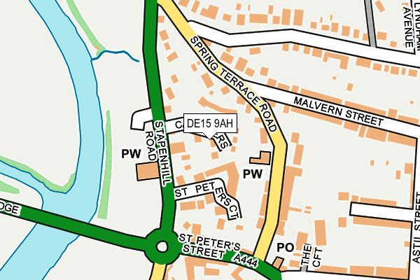 DE15 9AH map - OS OpenMap – Local (Ordnance Survey)