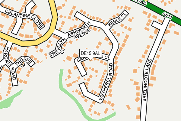 DE15 9AL map - OS OpenMap – Local (Ordnance Survey)