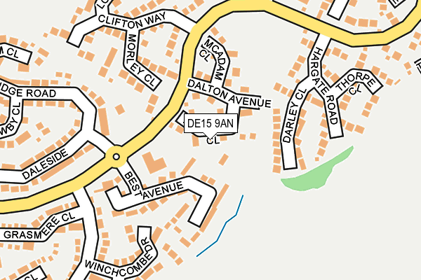 DE15 9AN map - OS OpenMap – Local (Ordnance Survey)