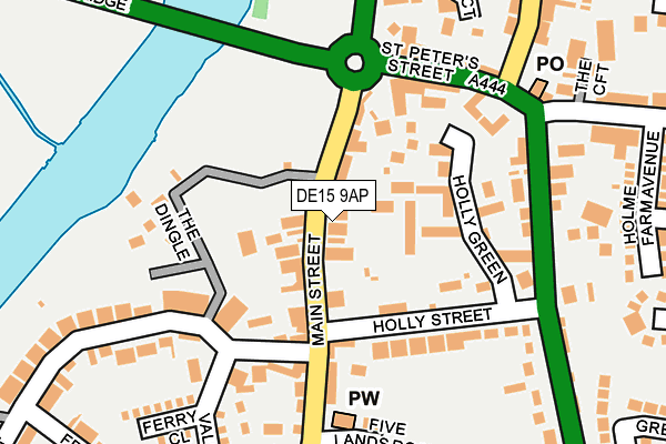 DE15 9AP map - OS OpenMap – Local (Ordnance Survey)