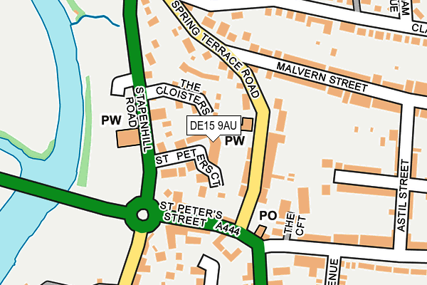 DE15 9AU map - OS OpenMap – Local (Ordnance Survey)