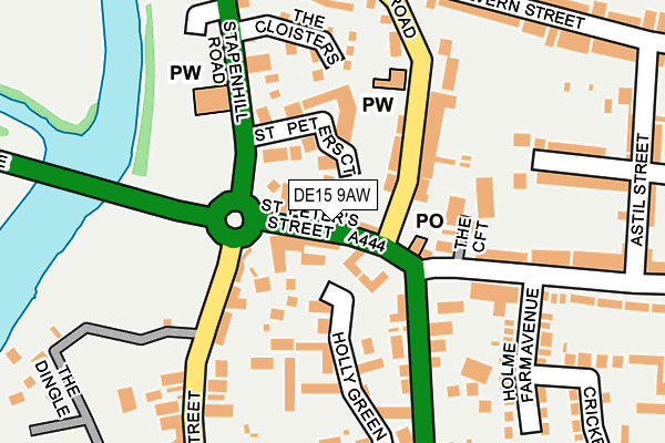 DE15 9AW map - OS OpenMap – Local (Ordnance Survey)