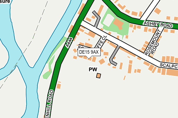 DE15 9AX map - OS OpenMap – Local (Ordnance Survey)