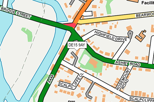 DE15 9AY map - OS OpenMap – Local (Ordnance Survey)