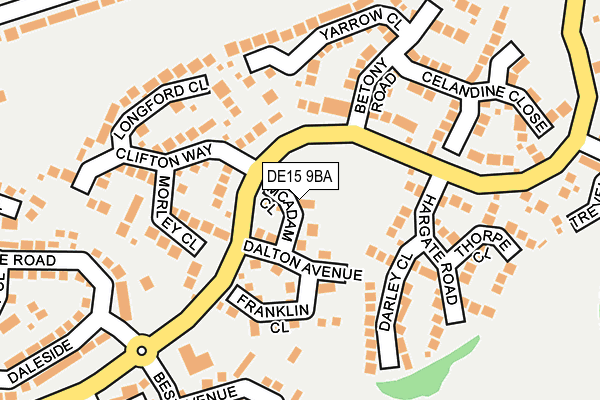 DE15 9BA map - OS OpenMap – Local (Ordnance Survey)