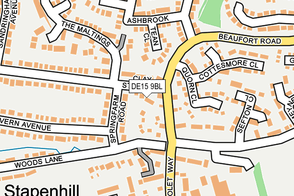 DE15 9BL map - OS OpenMap – Local (Ordnance Survey)