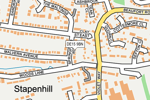 DE15 9BN map - OS OpenMap – Local (Ordnance Survey)