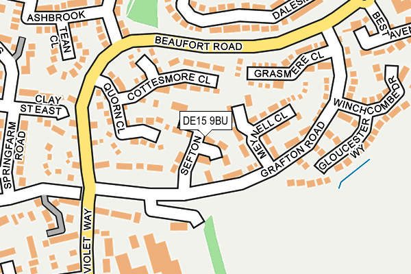 DE15 9BU map - OS OpenMap – Local (Ordnance Survey)