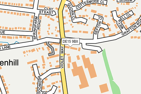 DE15 9BX map - OS OpenMap – Local (Ordnance Survey)