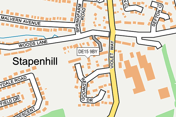 DE15 9BY map - OS OpenMap – Local (Ordnance Survey)
