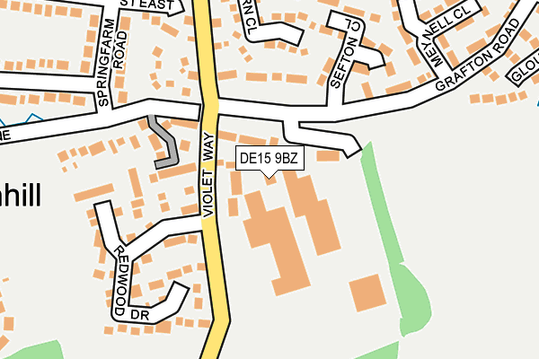 DE15 9BZ map - OS OpenMap – Local (Ordnance Survey)