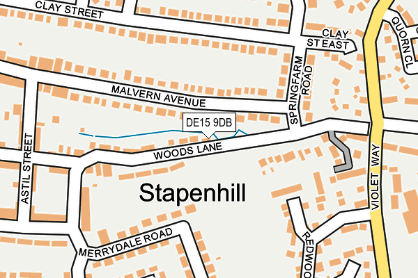 DE15 9DB map - OS OpenMap – Local (Ordnance Survey)