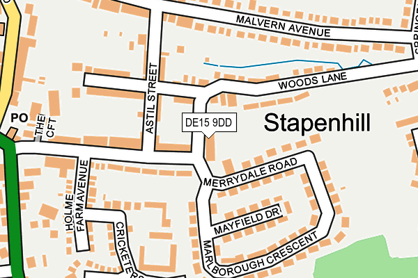 DE15 9DD map - OS OpenMap – Local (Ordnance Survey)