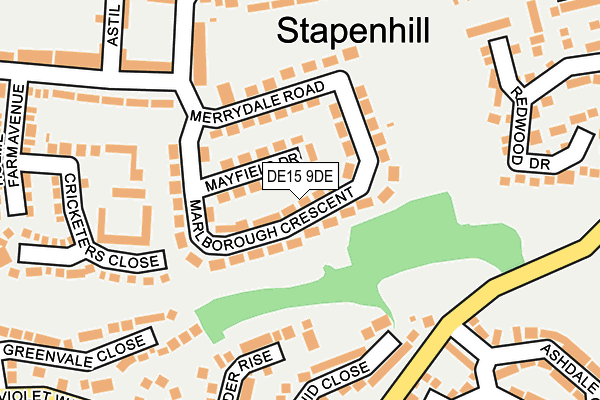 DE15 9DE map - OS OpenMap – Local (Ordnance Survey)