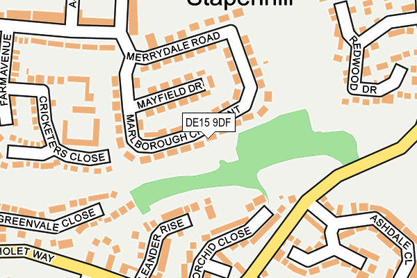 DE15 9DF map - OS OpenMap – Local (Ordnance Survey)