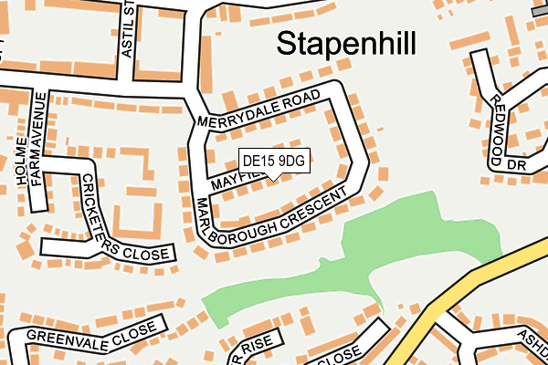 DE15 9DG map - OS OpenMap – Local (Ordnance Survey)