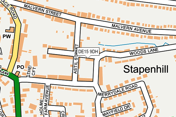 DE15 9DH map - OS OpenMap – Local (Ordnance Survey)